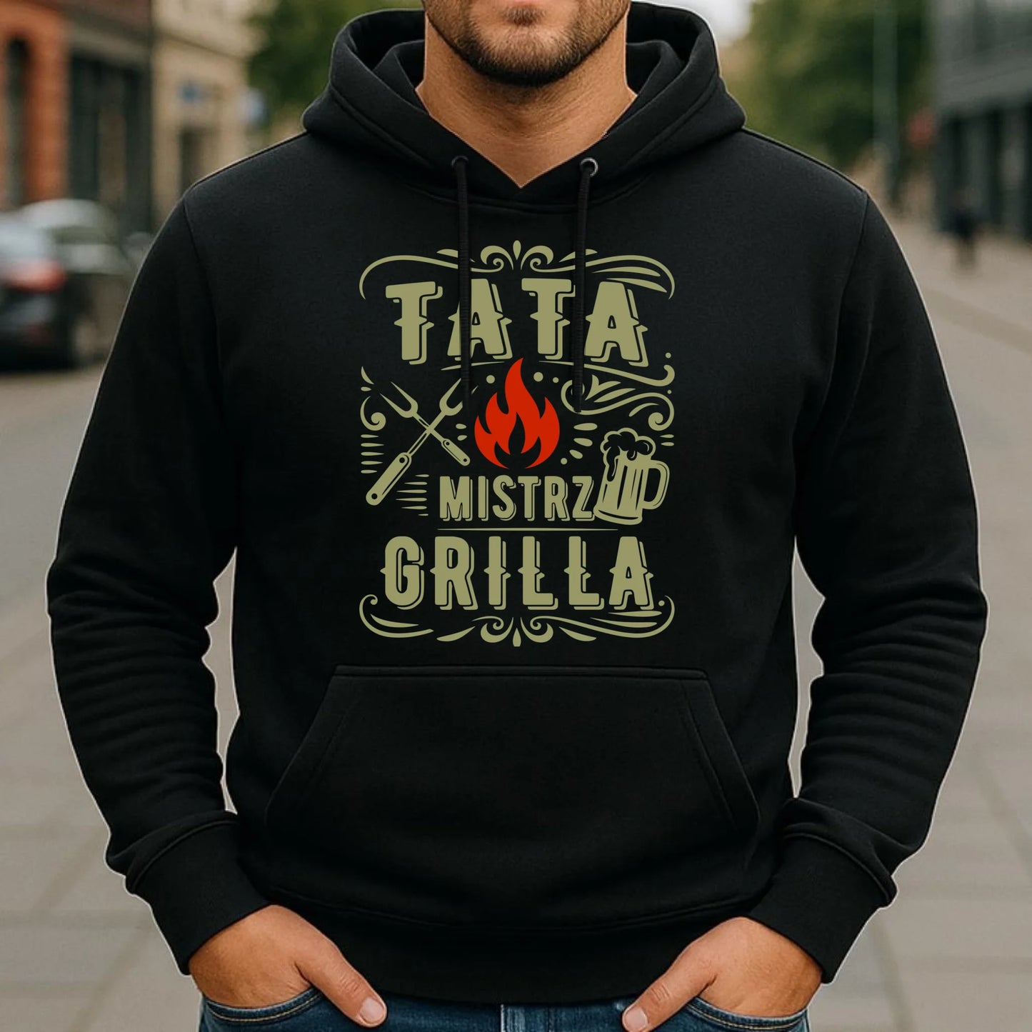 Bluza z kapturem dla taty - Tata mistrz grilla DT53 - StoryCups.pl