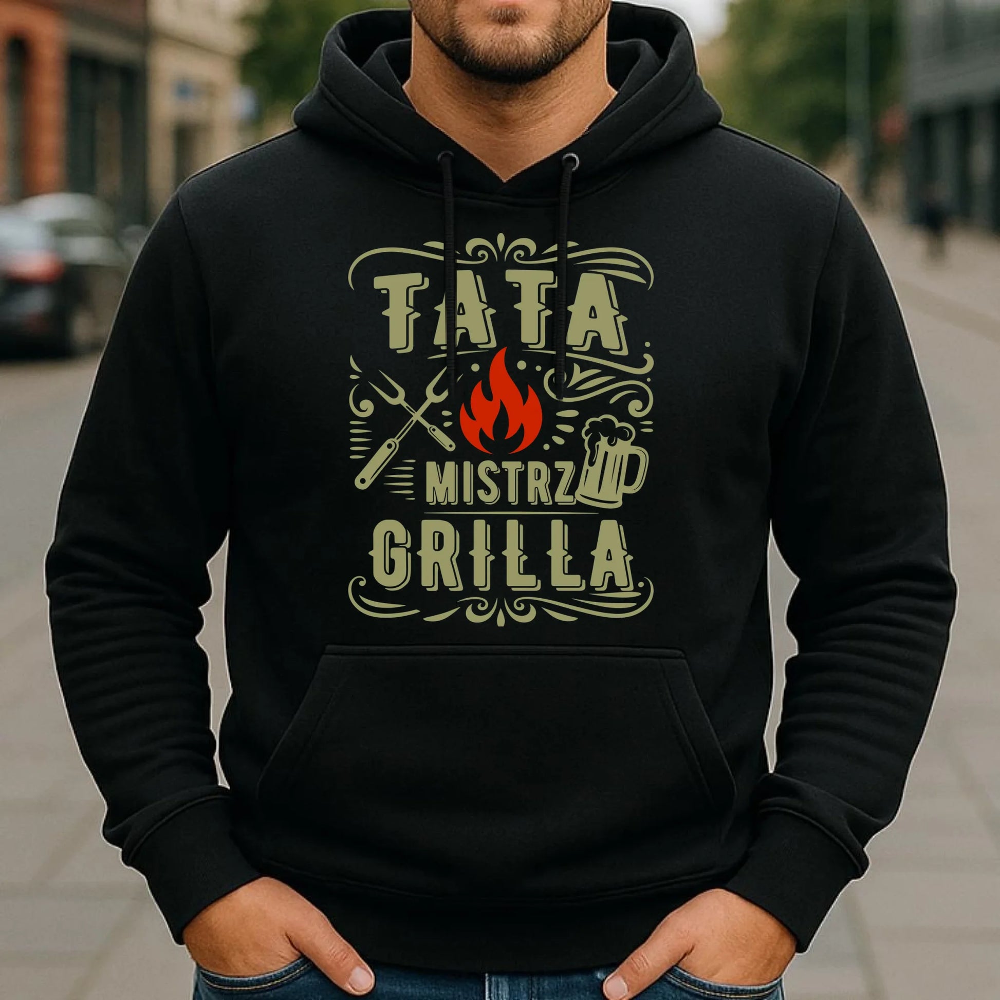 Bluza z kapturem dla taty - Tata mistrz grilla DT53 - StoryCups.pl