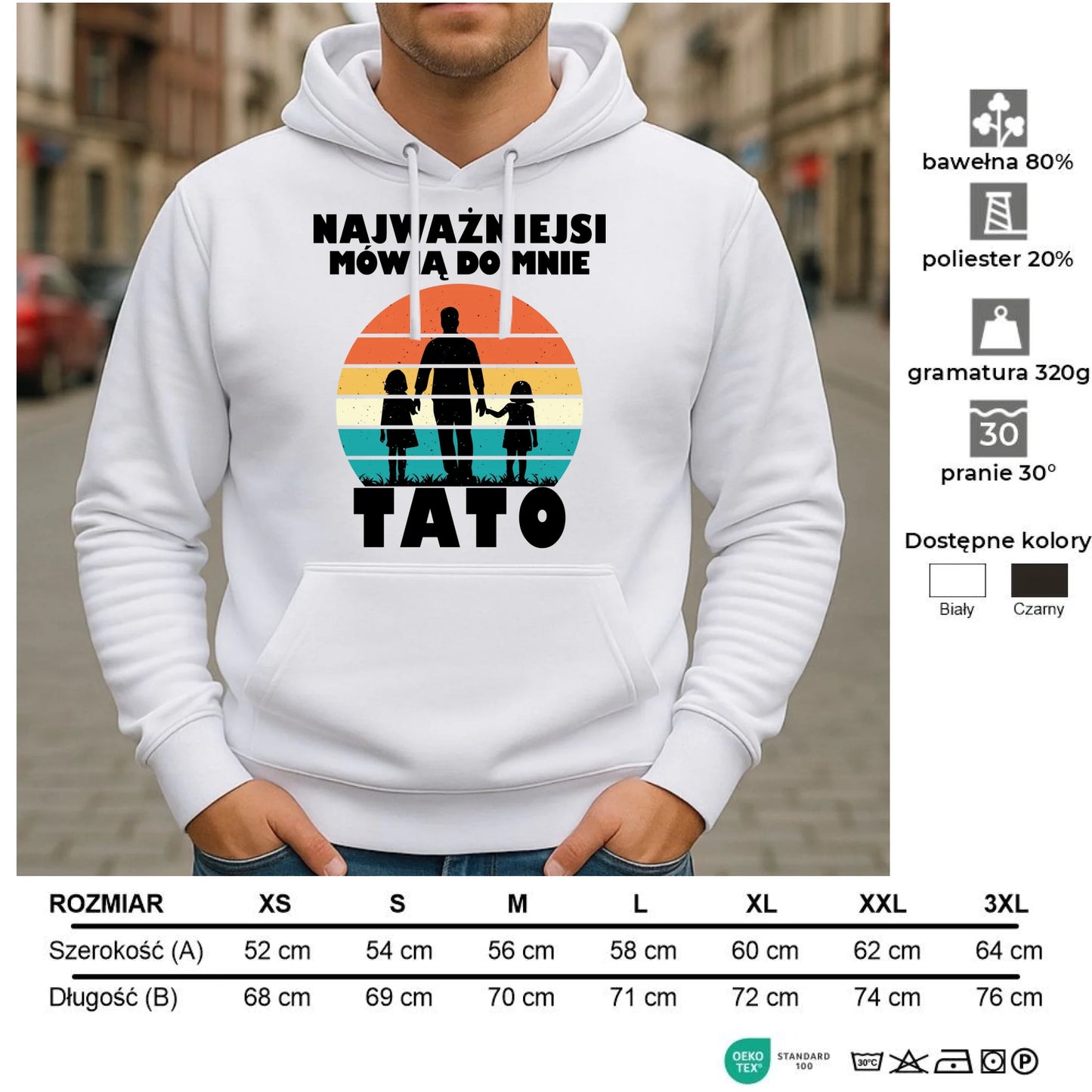 Bluza z kapturem dla taty - Najważniejsi mówią do mnie tato DT31 - StoryCups.pl