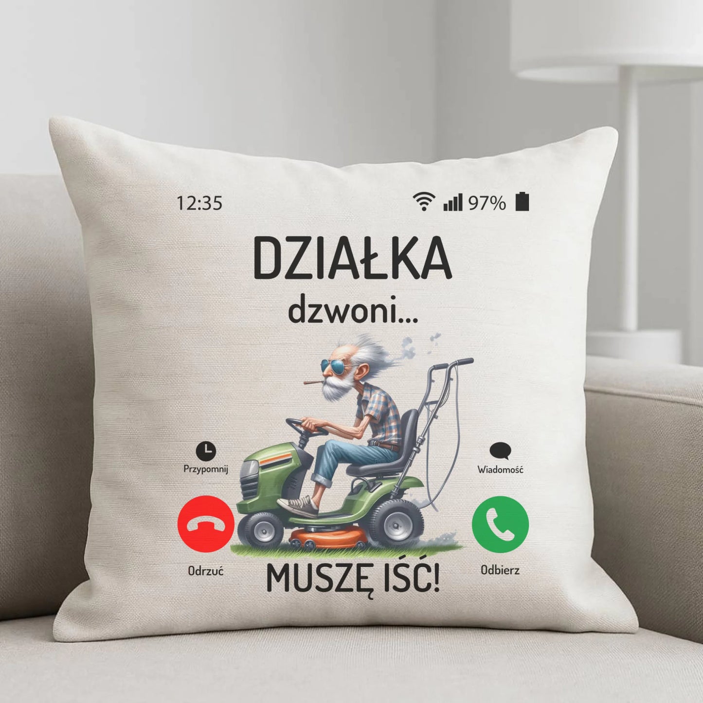Poduszka dla dziadka - Działka dzwoni muszę iść D35 - StoryCups.pl