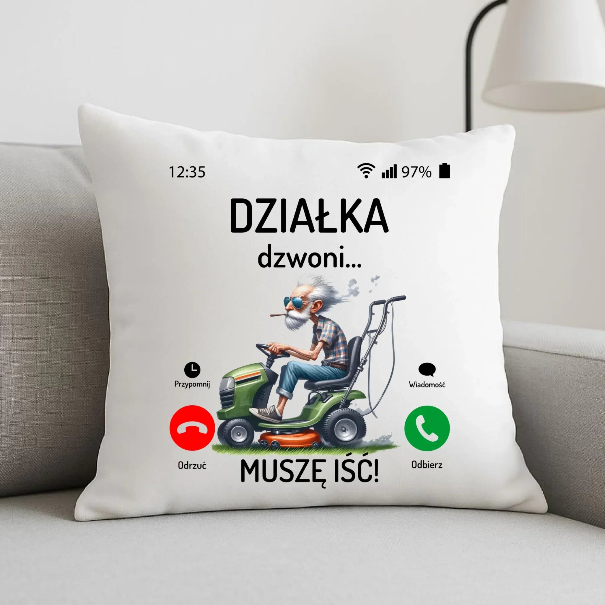 Poduszka dla dziadka - Działka dzwoni muszę iść D35 - StoryCups.pl