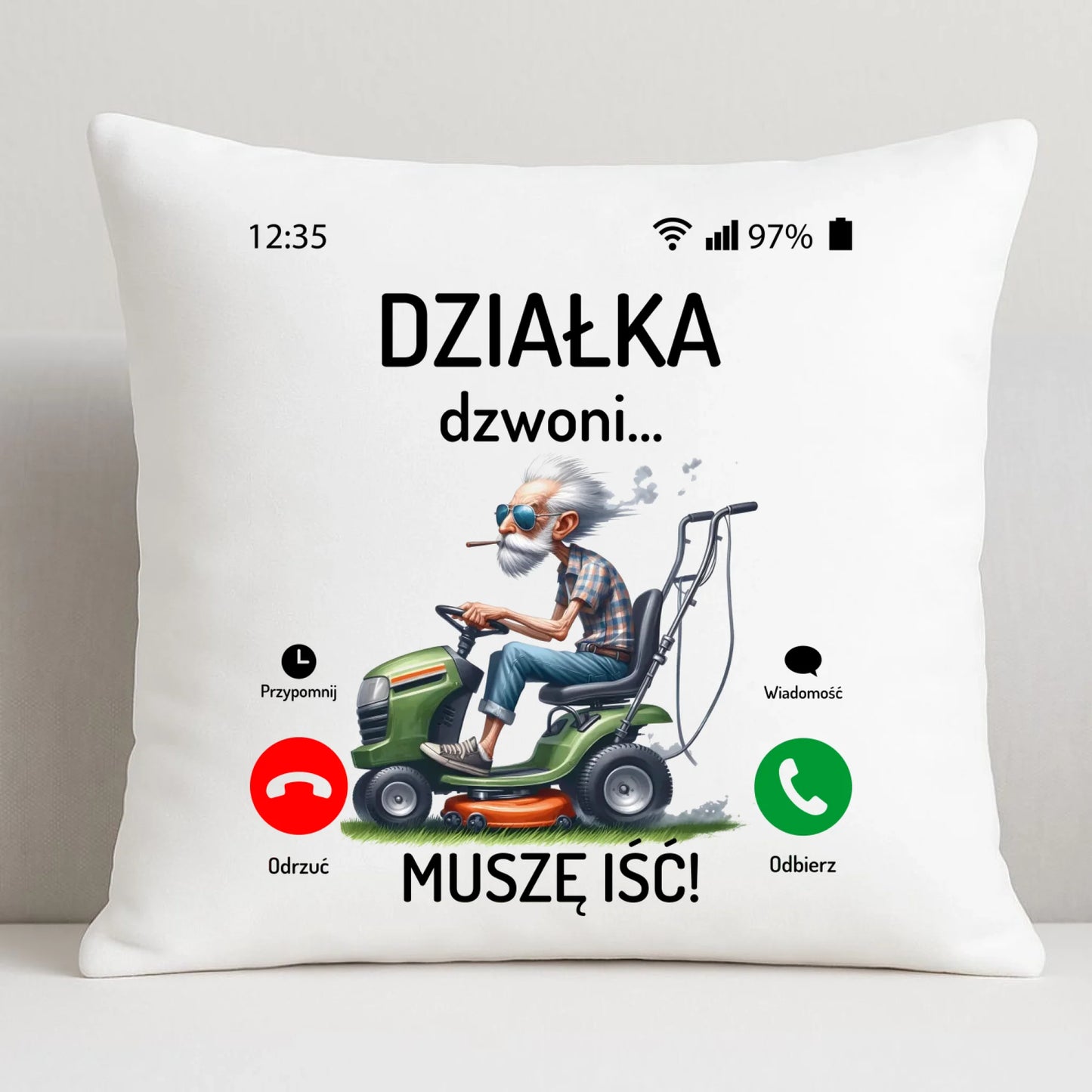 Poduszka dla dziadka - Działka dzwoni muszę iść D35 - StoryCups.pl