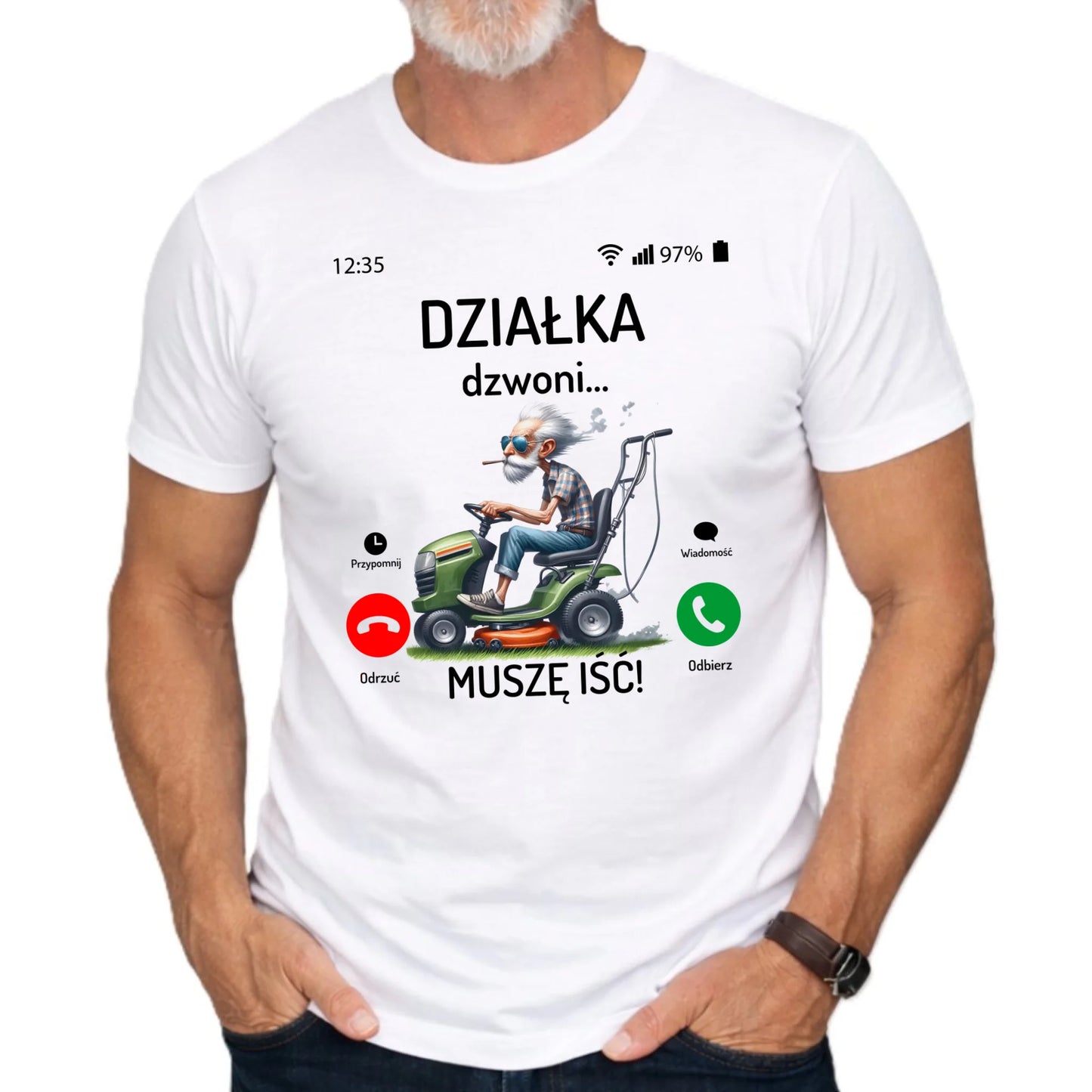 Koszulka dla dziadka - Działka dzwoni muszę iść D35 - StoryCups.pl
