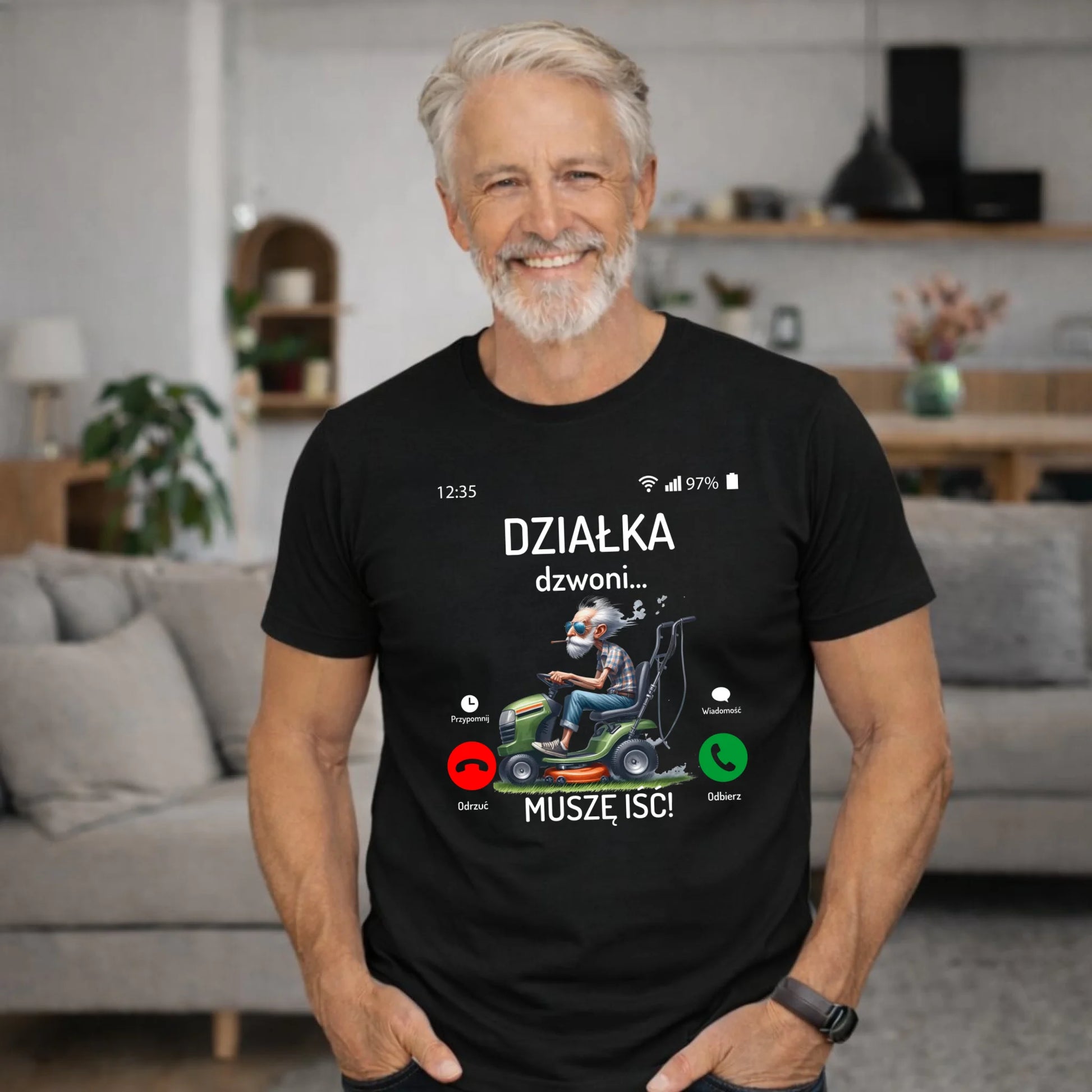 Koszulka dla dziadka - Działka dzwoni muszę iść D35 - StoryCups.pl