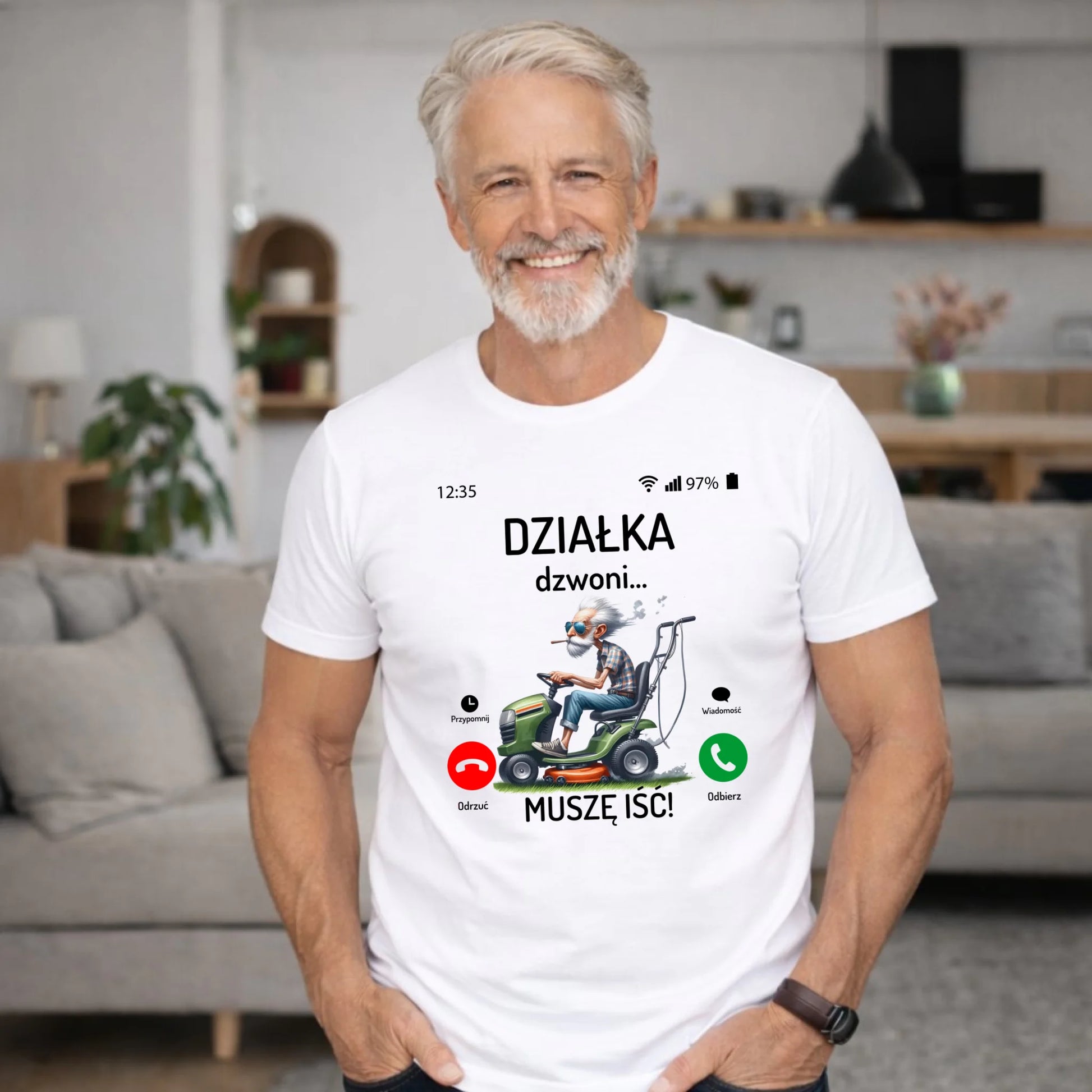 Koszulka dla dziadka - Działka dzwoni muszę iść D35 - StoryCups.pl