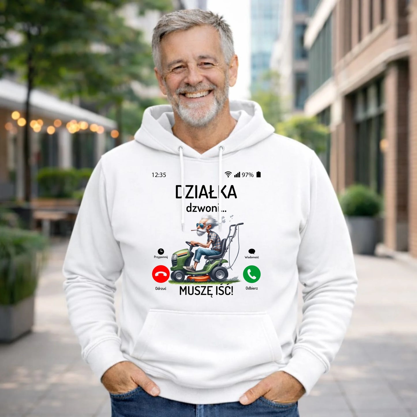 Bluza z kapturem dla dziadka - Działka dzwoni muszę iść D35 - StoryCups.pl