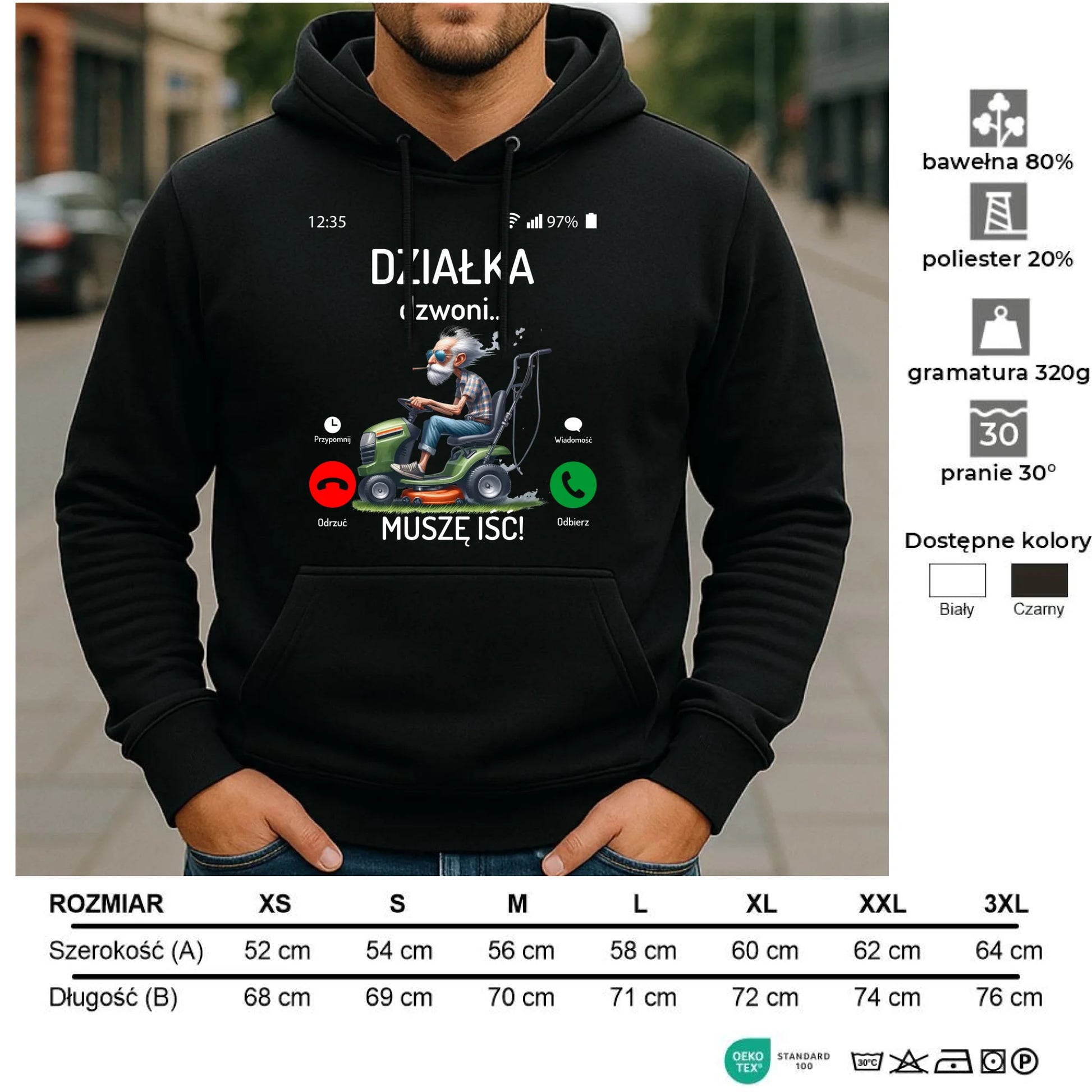 Bluza z kapturem dla dziadka - Działka dzwoni muszę iść D35 - StoryCups.pl