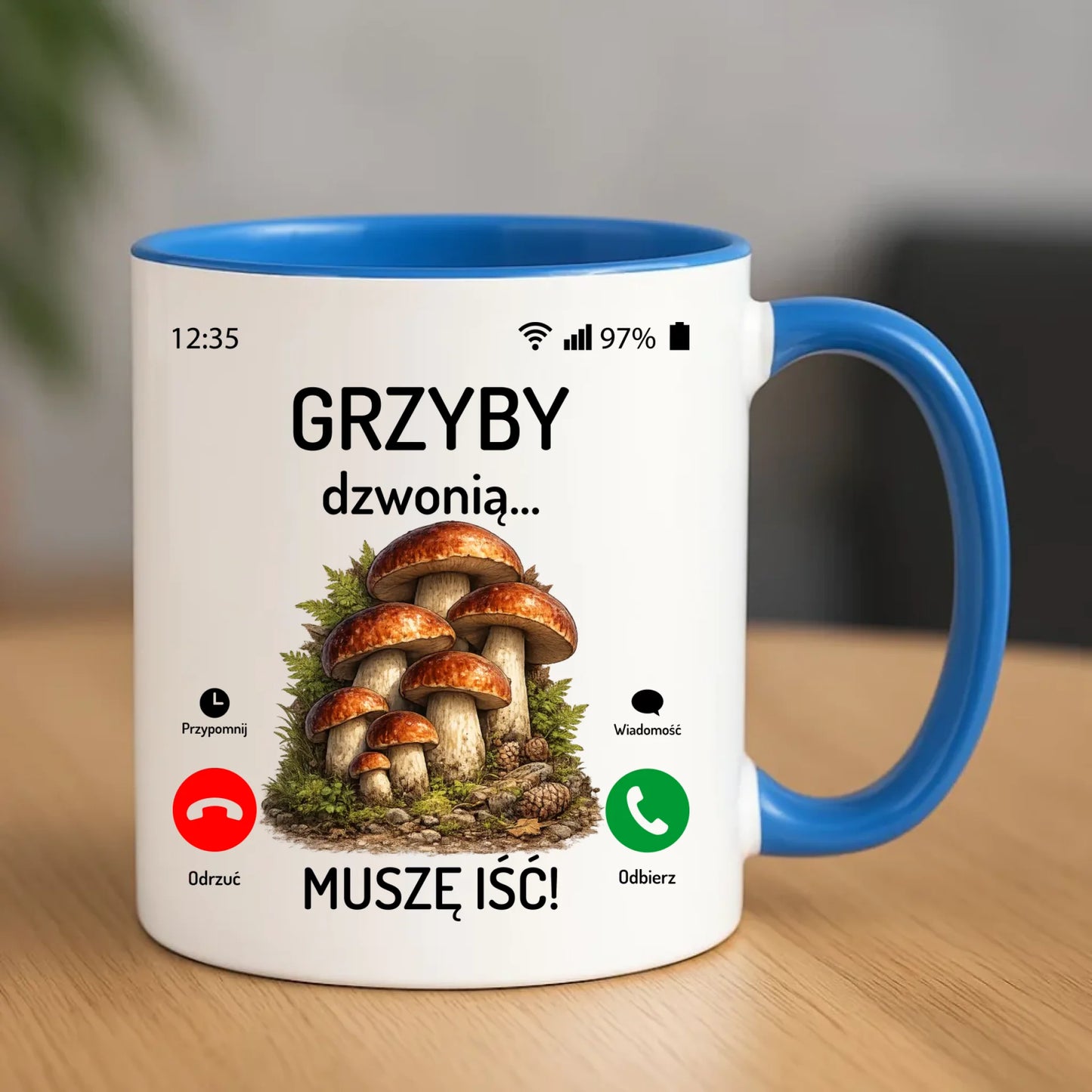 Kubek dla dziadka grzybiarza - Grzyby dzwonią muszę iść D36 - StoryCups.pl