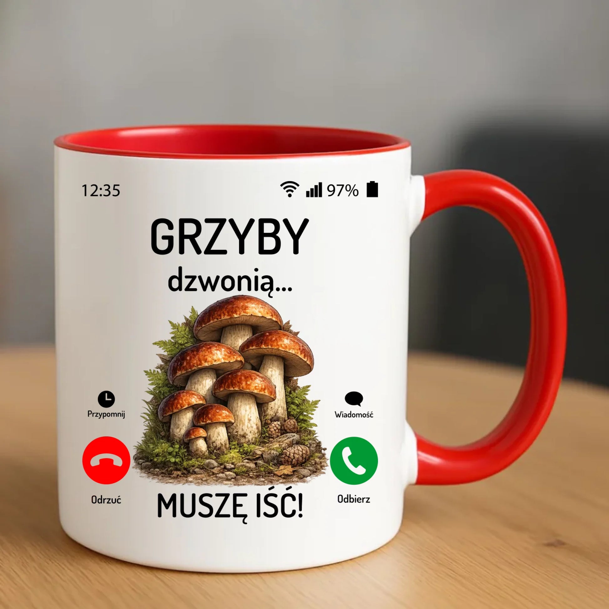 Kubek dla dziadka grzybiarza - Grzyby dzwonią muszę iść D36 - StoryCups.pl