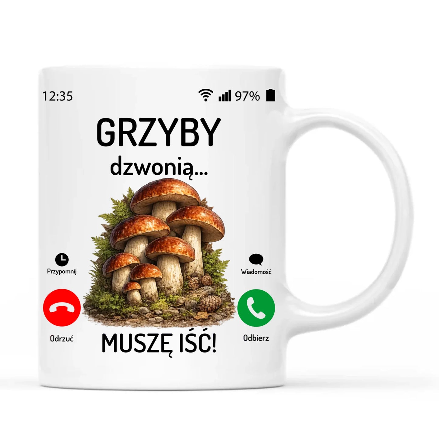 Kubek dla dziadka grzybiarza - Grzyby dzwonią muszę iść D36 - StoryCups.pl