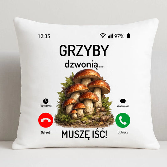 Poduszka dla dziadka grzybiarza - Grzyby dzwonią muszę iść D36 - StoryCups.pl