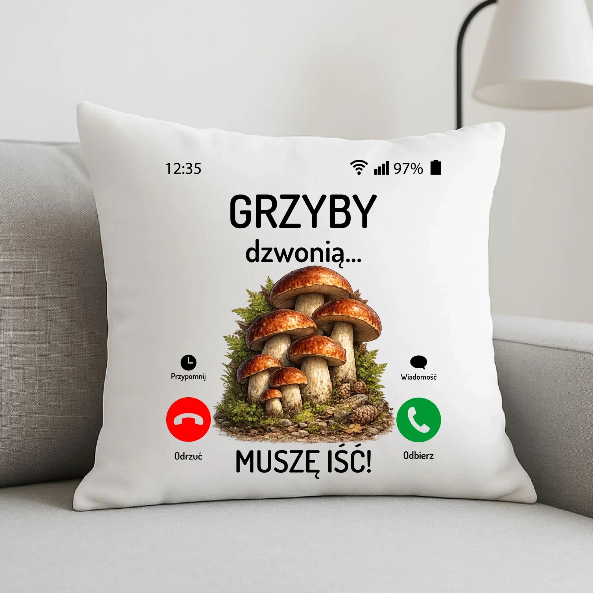 Poduszka dla dziadka grzybiarza - Grzyby dzwonią muszę iść D36 - StoryCups.pl