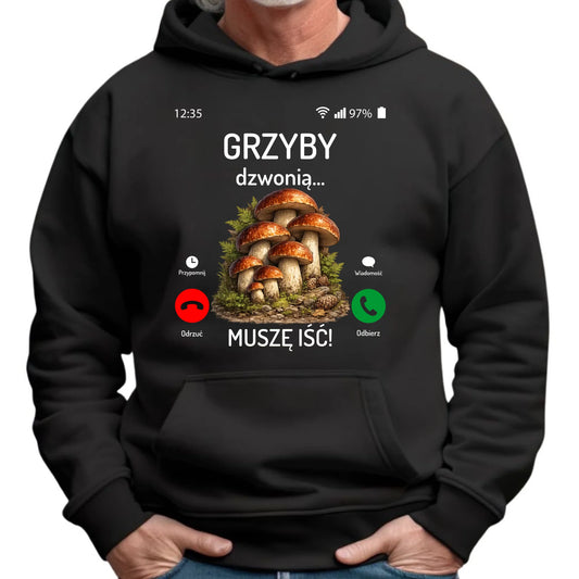 Bluza z kapturem dla dziadka grzybiarza - Grzyby dzwonią muszę iść D36 - StoryCups.pl