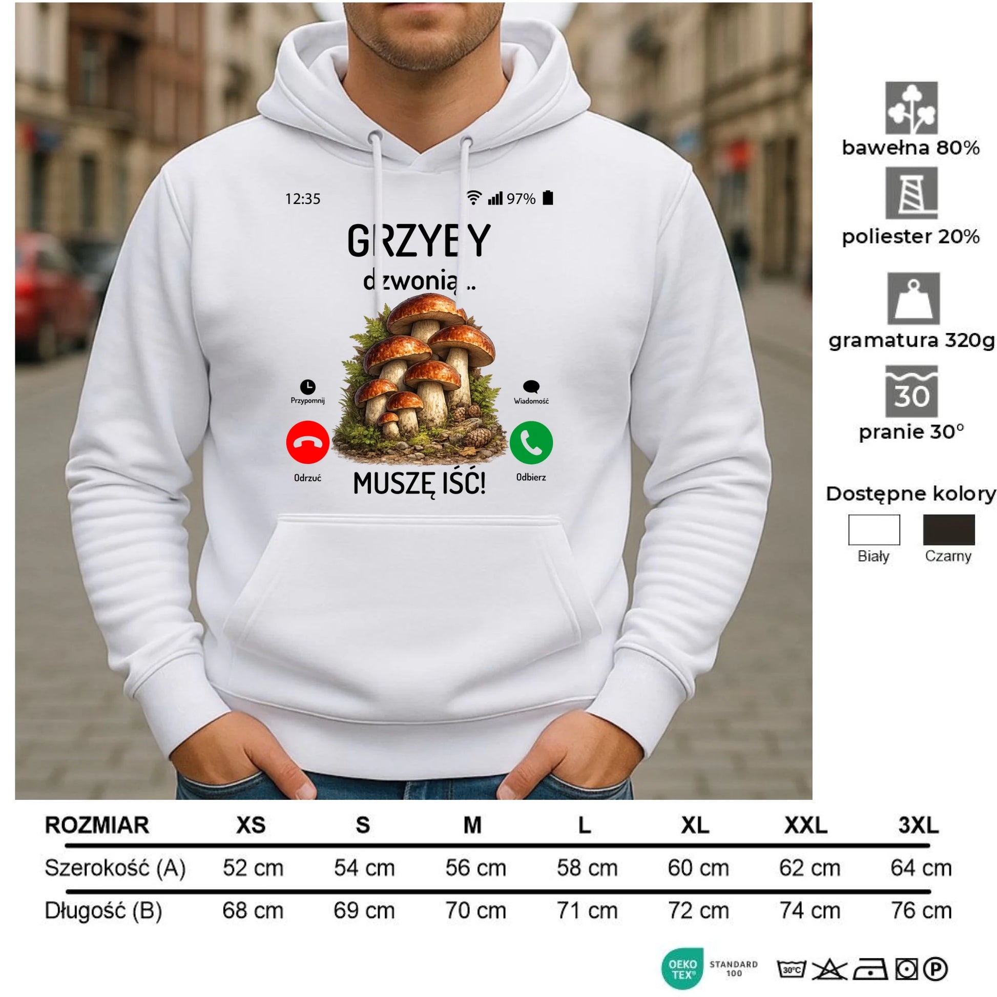 Bluza z kapturem dla dziadka grzybiarza - Grzyby dzwonią muszę iść D36 - StoryCups.pl