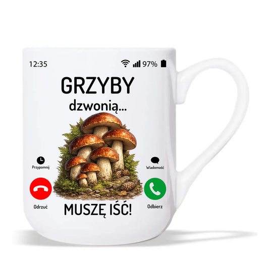 Kubek elegant dla dziadka grzybiarza - Grzyby dzwonią muszę iść D36 - StoryCups.pl