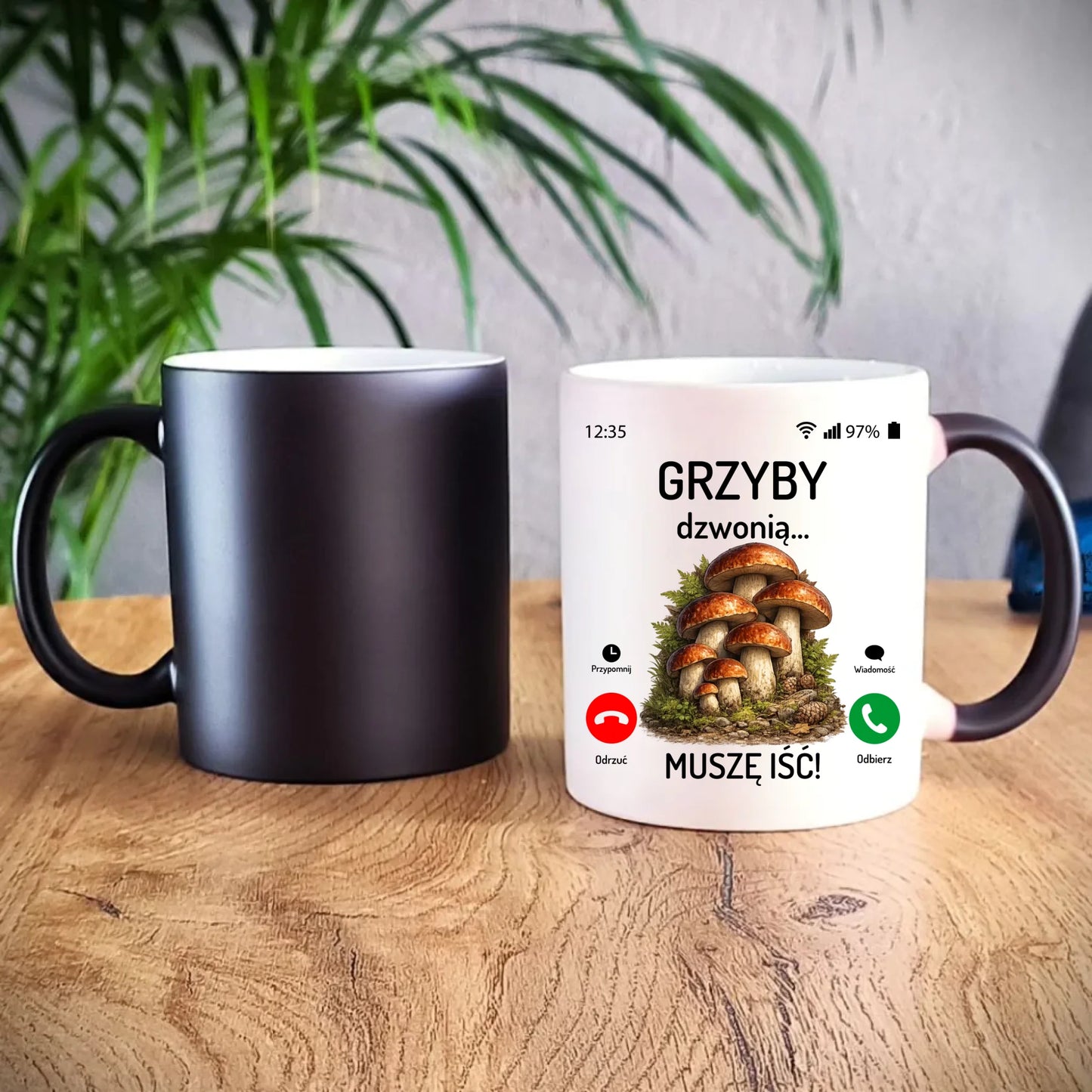 Kubek magiczny dla dziadka grzybiarza - Grzyby dzwonią muszę iść D36 - StoryCups.pl