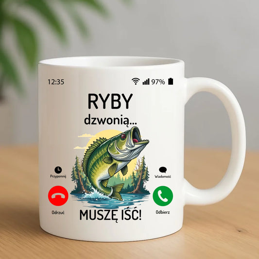 Kubek dla dziadka wędkarza - Ryby dzwonią muszę iść D37 - StoryCups.pl