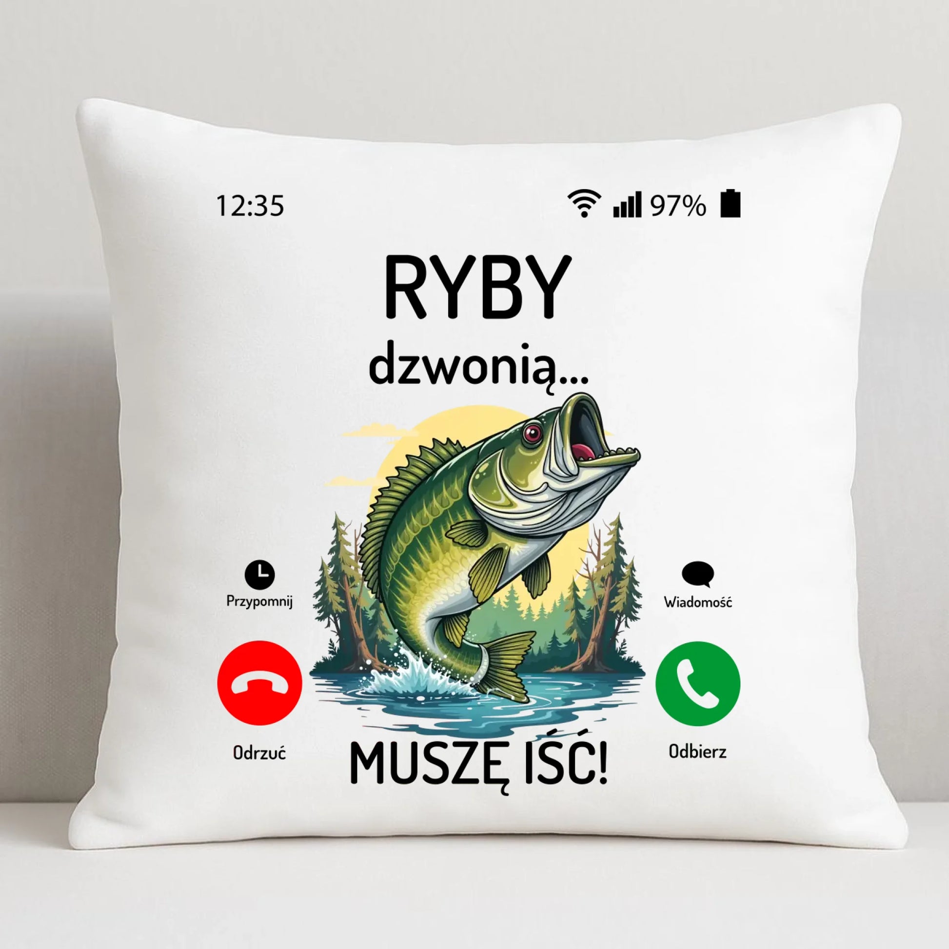 Poduszka dla dziadka wędkarza - Ryby dzwonią muszę iść D37 - StoryCups.pl