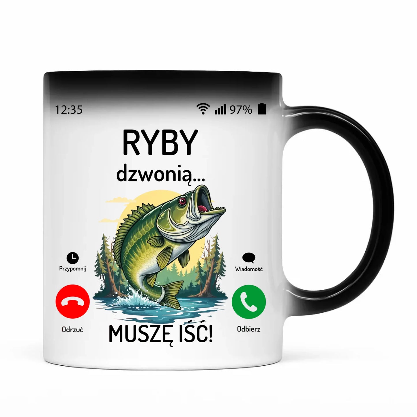 Kubek magiczny dla dziadka wędkarza - Ryby dzwonią muszę iść D37 - StoryCups.pl