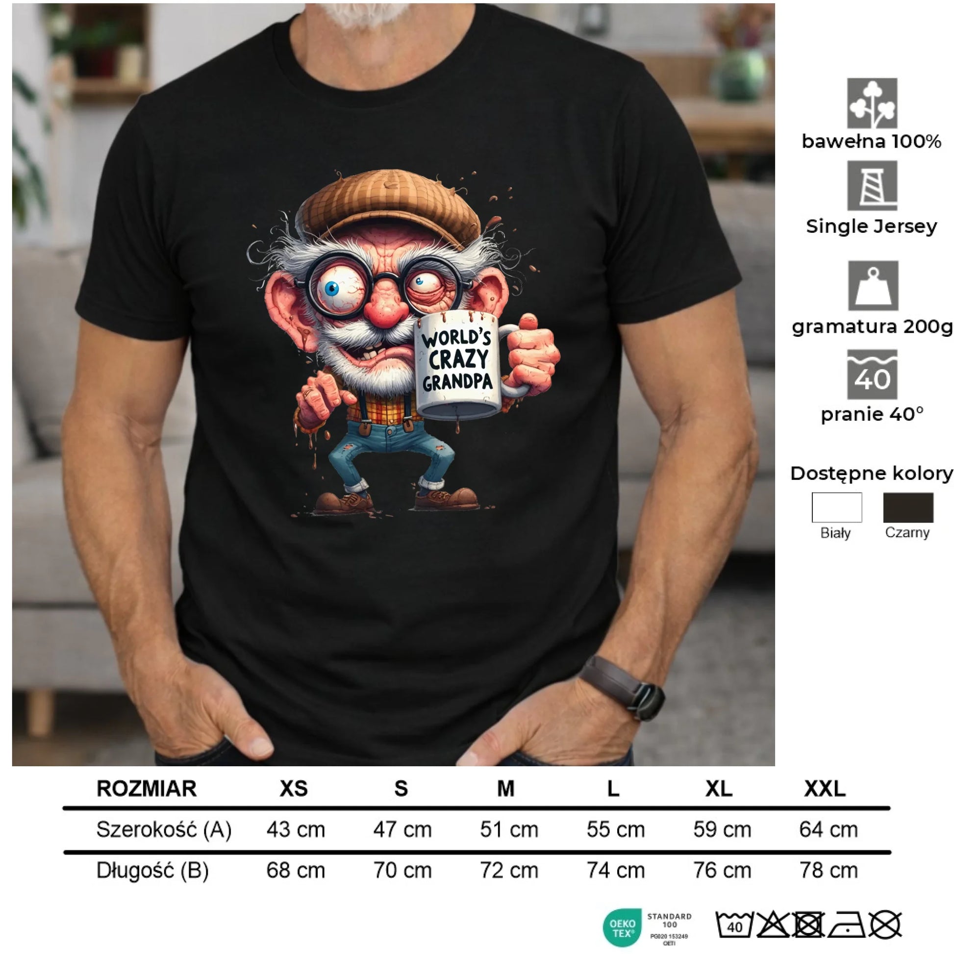 Koszulka dla dziadka - Crazy grandpa D38 - StoryCups.pl