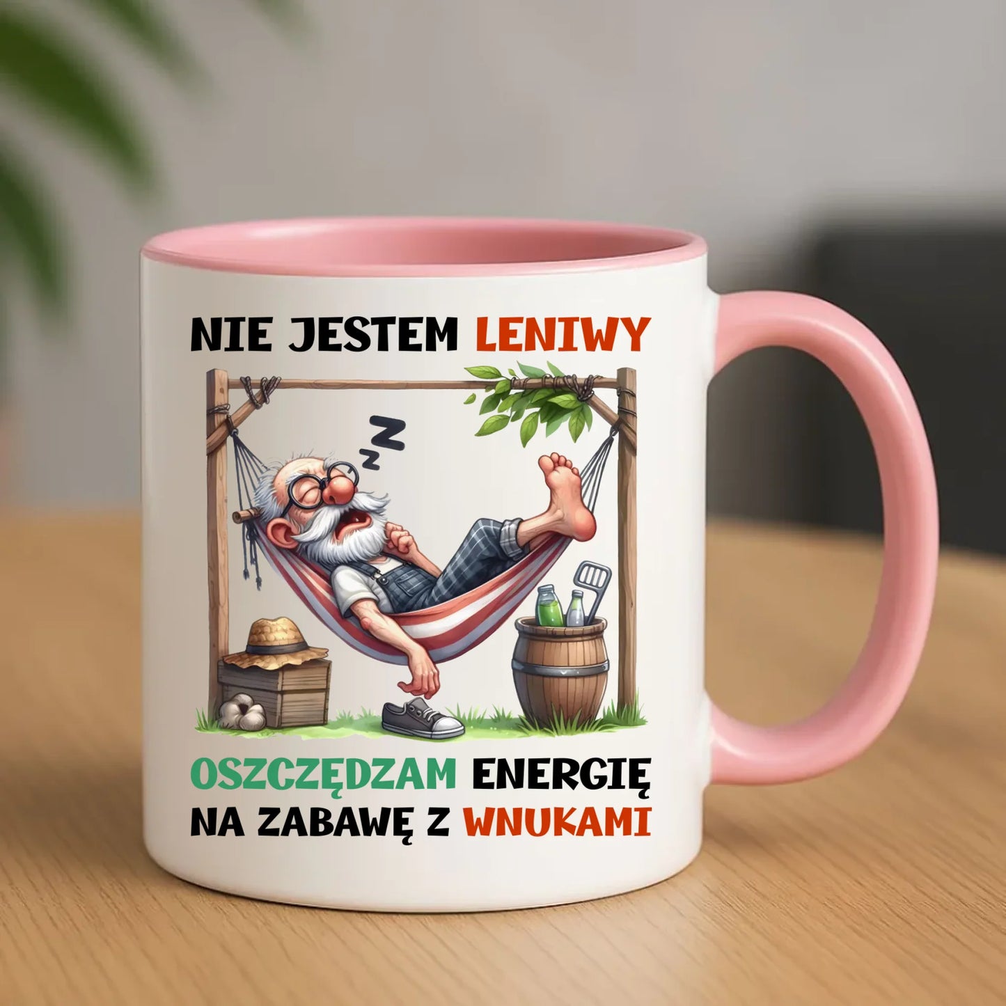 Kubek dla dziadka - Nie jestem leniwy oszczędzam energię D39 - StoryCups.pl