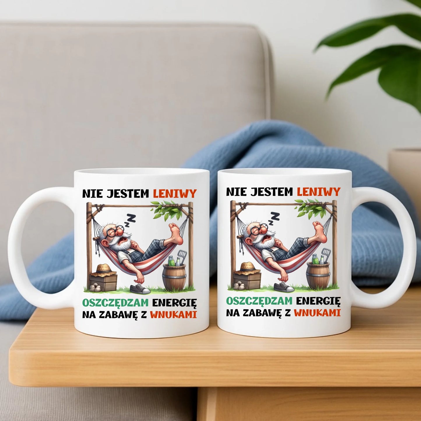 Kubek dla dziadka - Nie jestem leniwy oszczędzam energię D39 - StoryCups.pl