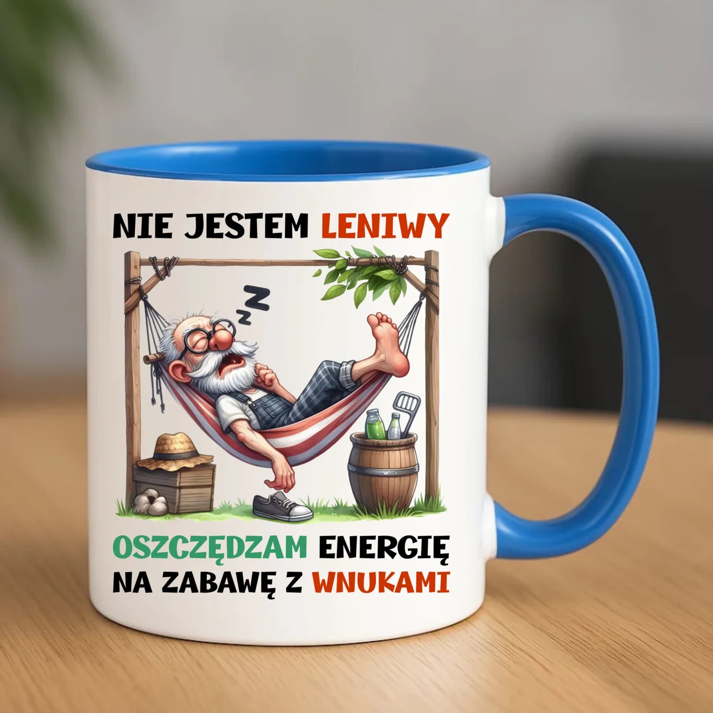 Kubek dla dziadka - Nie jestem leniwy oszczędzam energię D39 - StoryCups.pl