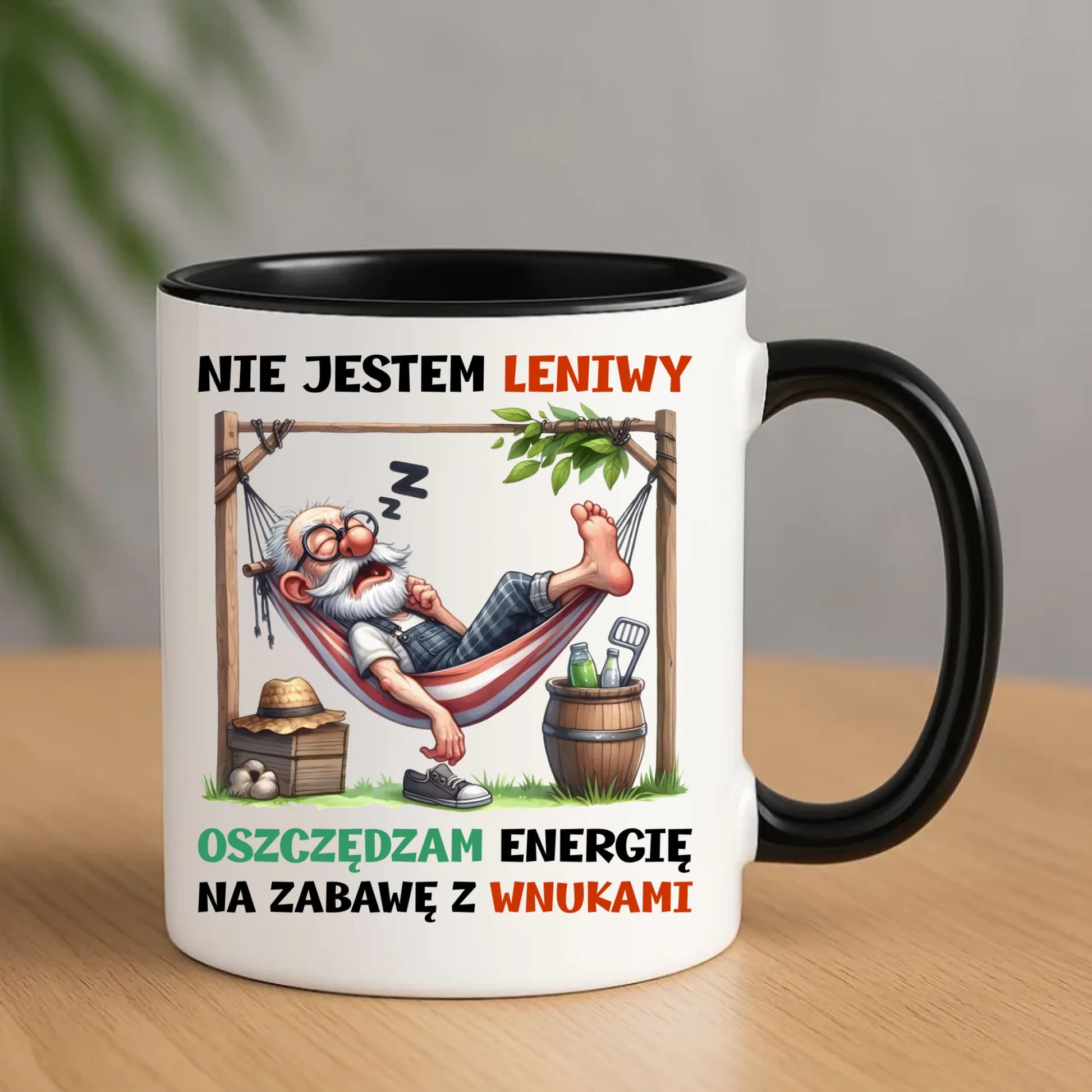 Kubek dla dziadka - Nie jestem leniwy oszczędzam energię D39 - StoryCups.pl