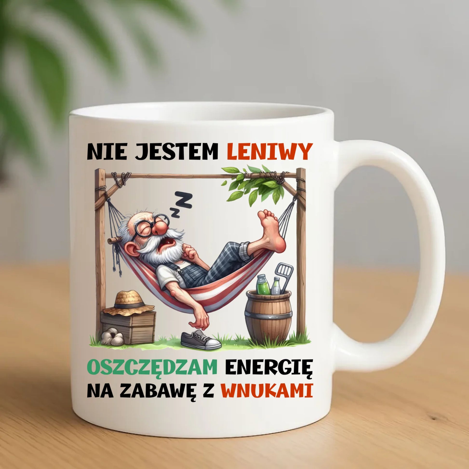 Kubek dla dziadka - Nie jestem leniwy oszczędzam energię D39 - StoryCups.pl