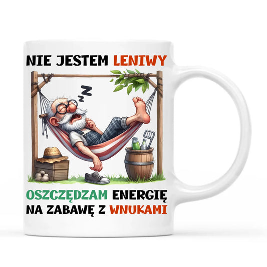 Kubek dla dziadka - Nie jestem leniwy oszczędzam energię D39 - StoryCups.pl