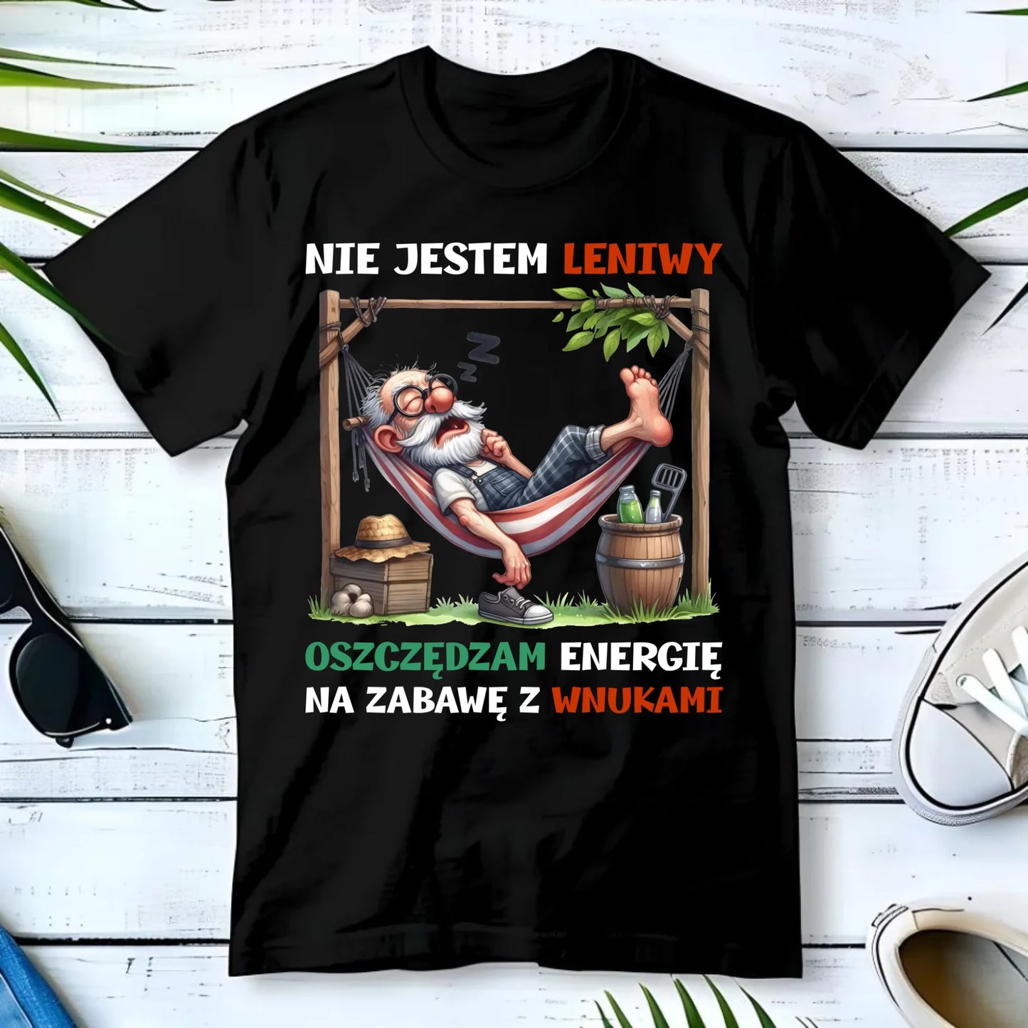 Koszulka dla dziadka - Nie jestem leniwy oszczędzam energię D39 - StoryCups.pl