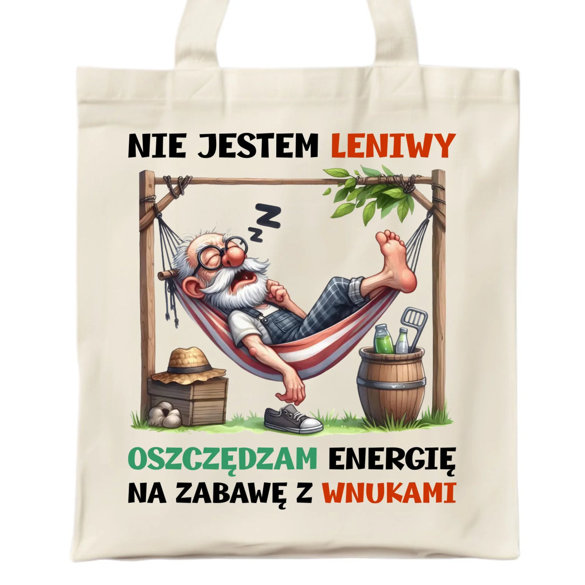 Torba dla dziadka - Nie jestem leniwy oszczędzam energię D39 - StoryCups.pl