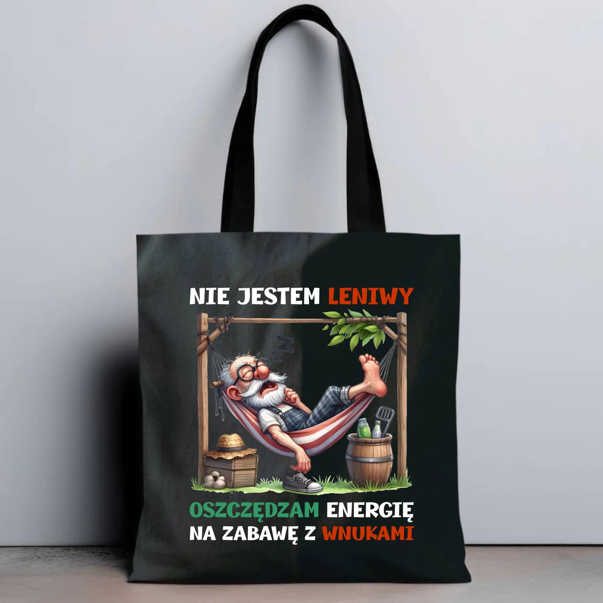 Torba dla dziadka - Nie jestem leniwy oszczędzam energię D39 - StoryCups.pl