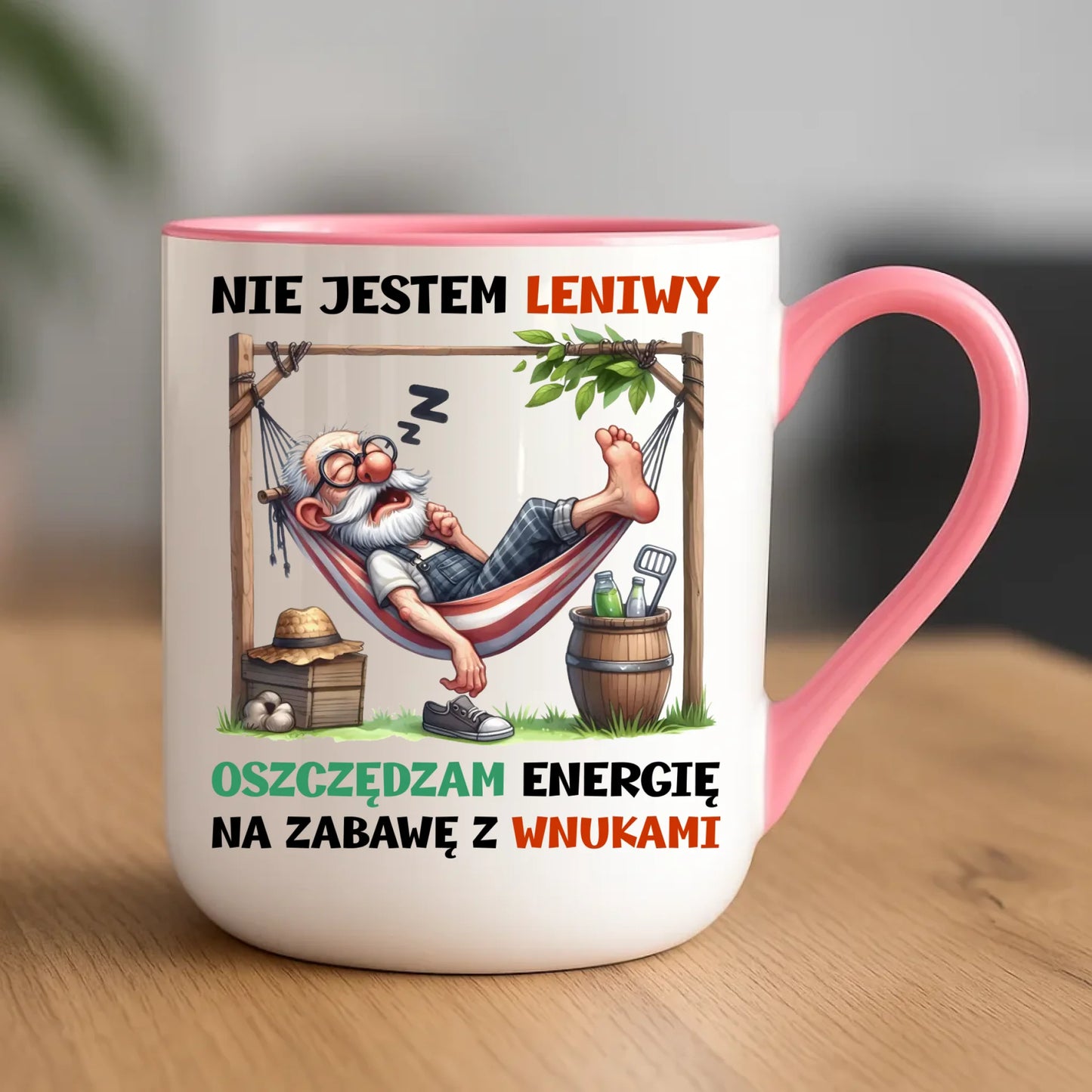 Kubek elegant dla dziadka - Nie jestem leniwy oszczędzam energię D39 - StoryCups.pl