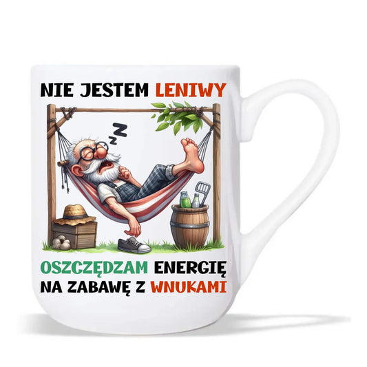 Kubek elegant dla dziadka - Nie jestem leniwy oszczędzam energię D39 - StoryCups.pl