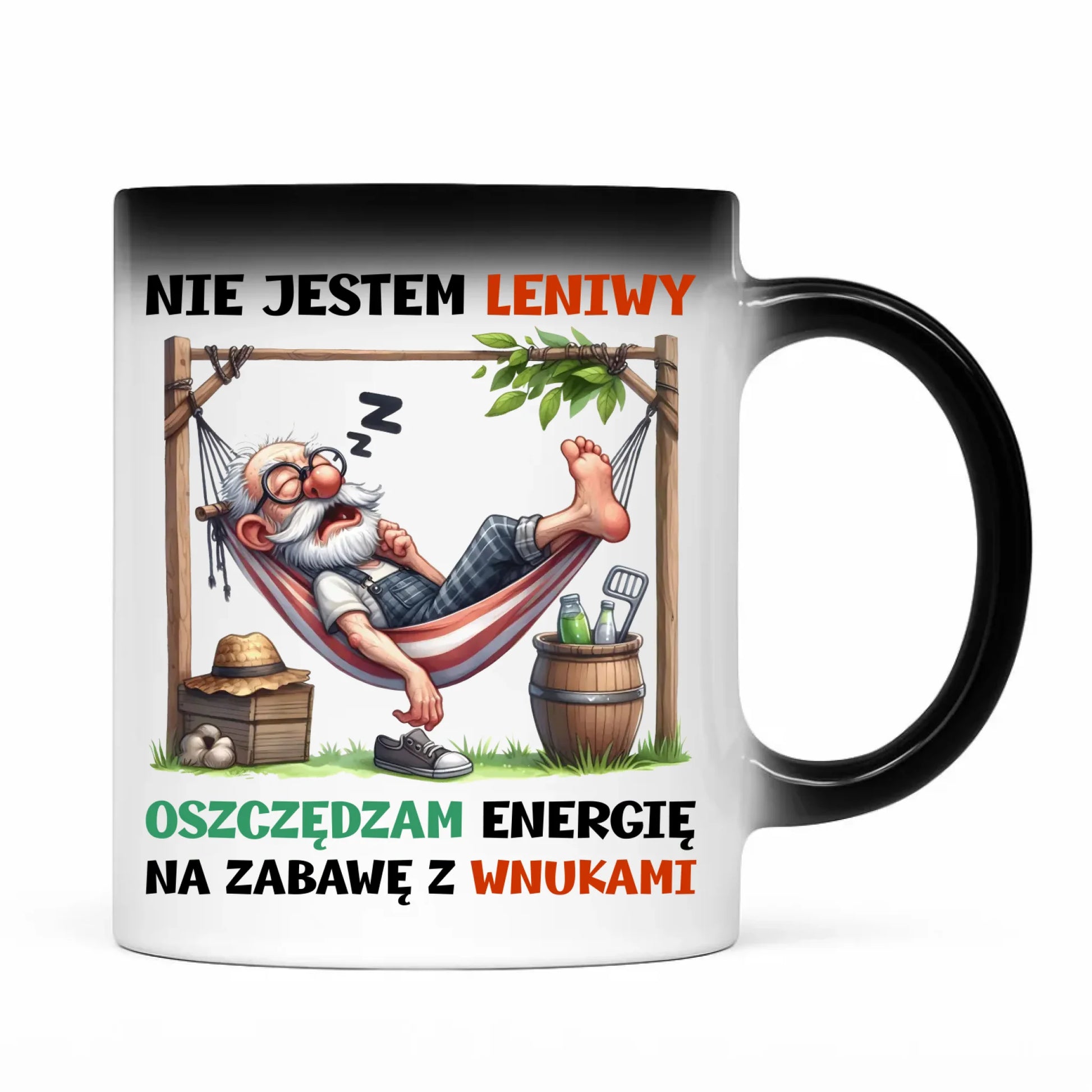 Kubek magiczny dla dziadka - Nie jestem leniwy oszczędzam energię D39 - StoryCups.pl