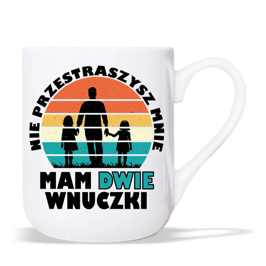 Kubek elegant dla dziadka - Nie przestraszysz mnie mam dwie wnuczki D41 - StoryCups.pl