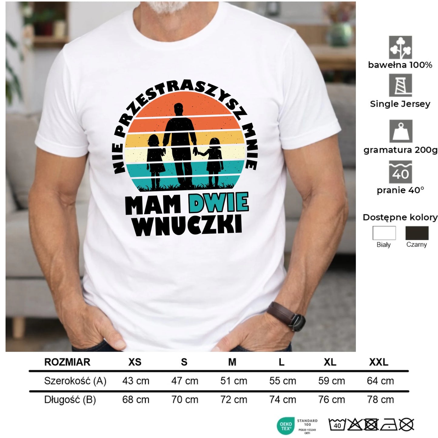 Koszulka dla dziadka - Nie przestraszysz mnie mam dwie wnuczki D41 - StoryCups.pl