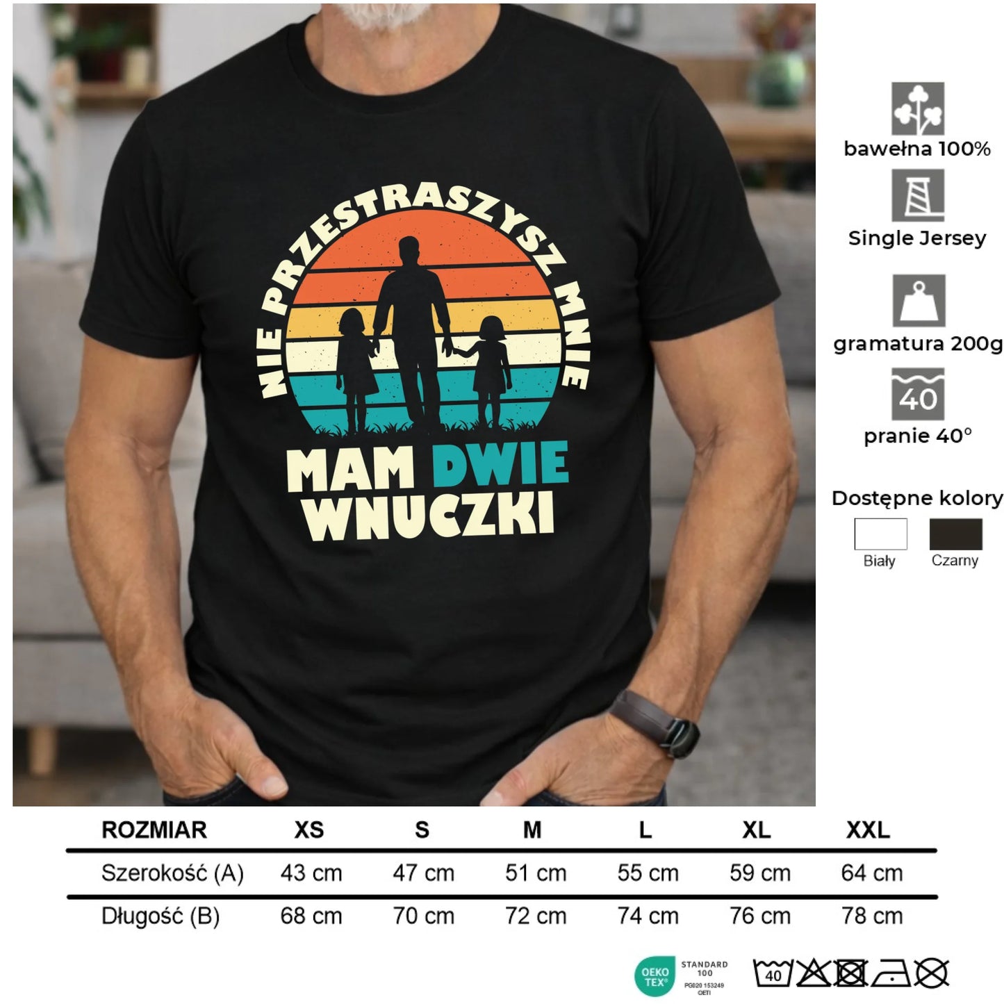 Koszulka dla dziadka - Nie przestraszysz mnie mam dwie wnuczki D41 - StoryCups.pl