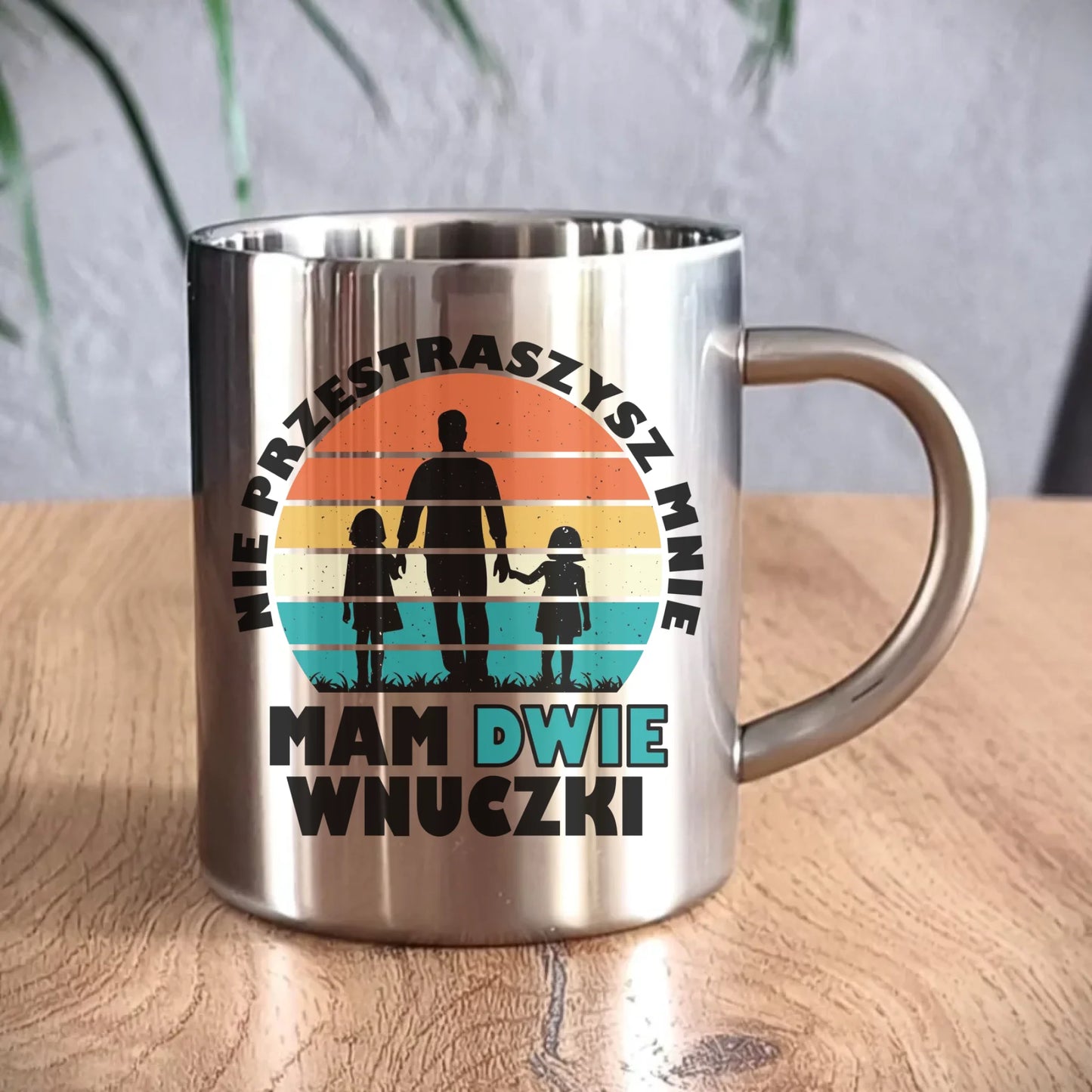 Kubek metalowy dla dziadka - Nie przestraszysz mnie mam dwie wnuczki D41 - StoryCups.pl
