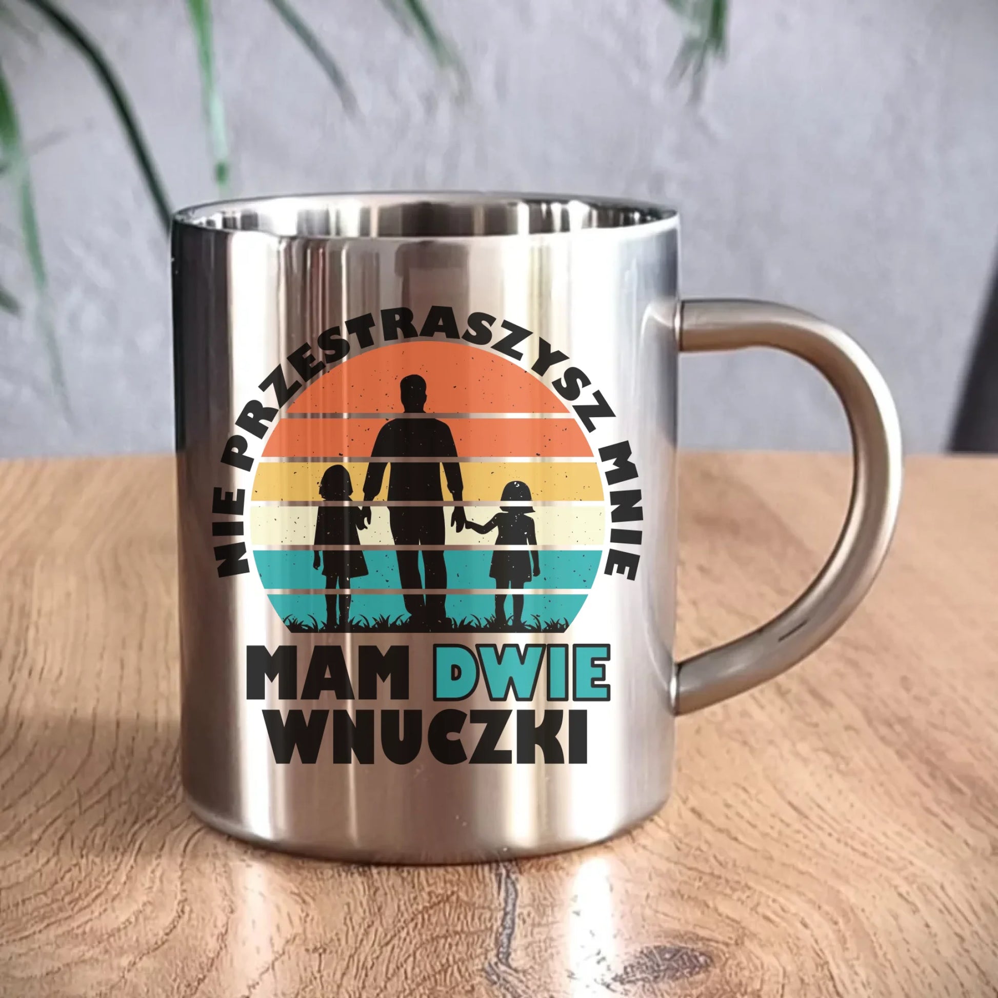 Kubek metalowy dla dziadka - Nie przestraszysz mnie mam dwie wnuczki D41 - StoryCups.pl