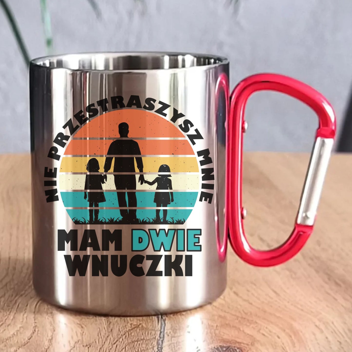 Kubek metalowy dla dziadka - Nie przestraszysz mnie mam dwie wnuczki D41 - StoryCups.pl