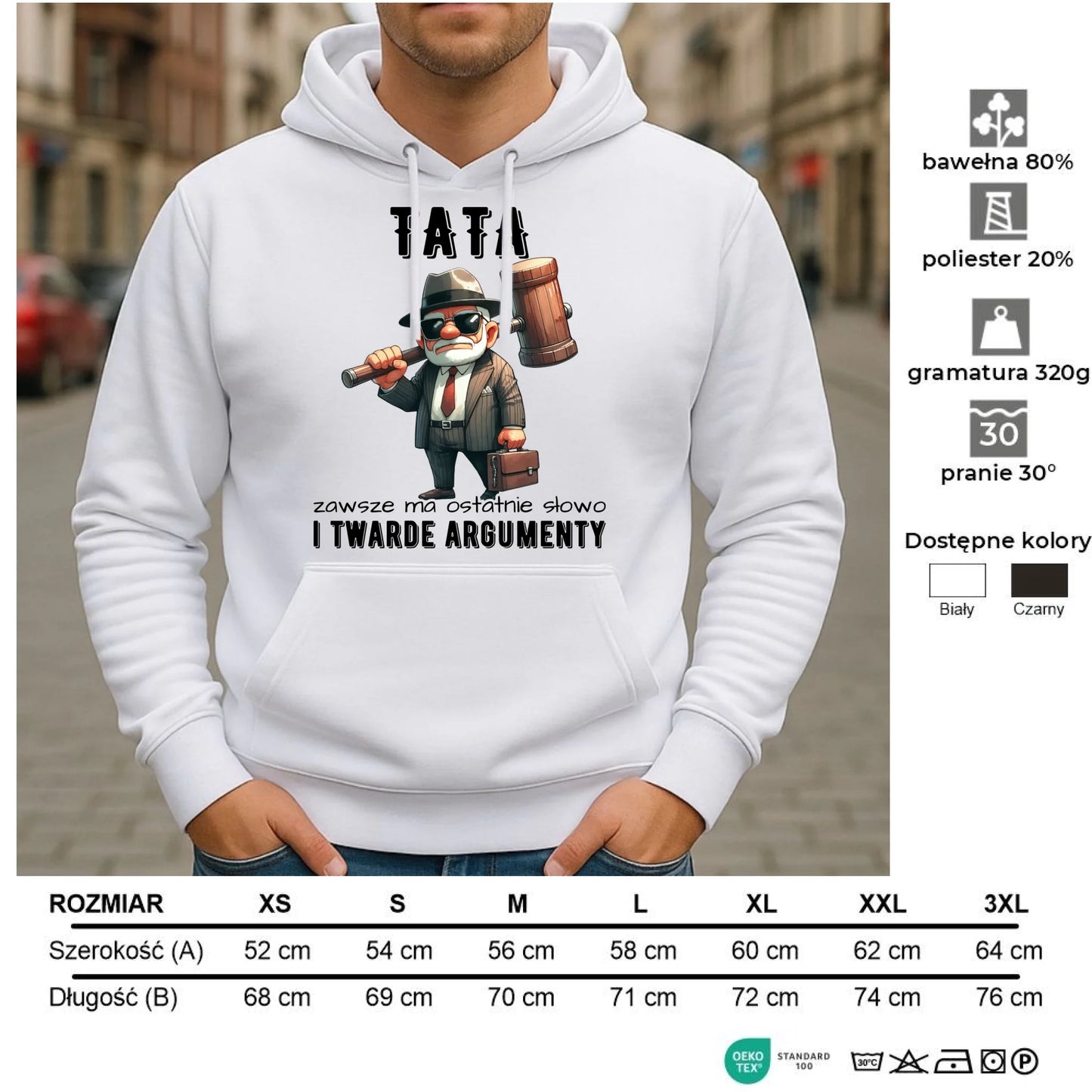 Bluza męska z kapturem dla taty - Tata zawsze ma ostatnie słowo DT82 - StoryCups.pl