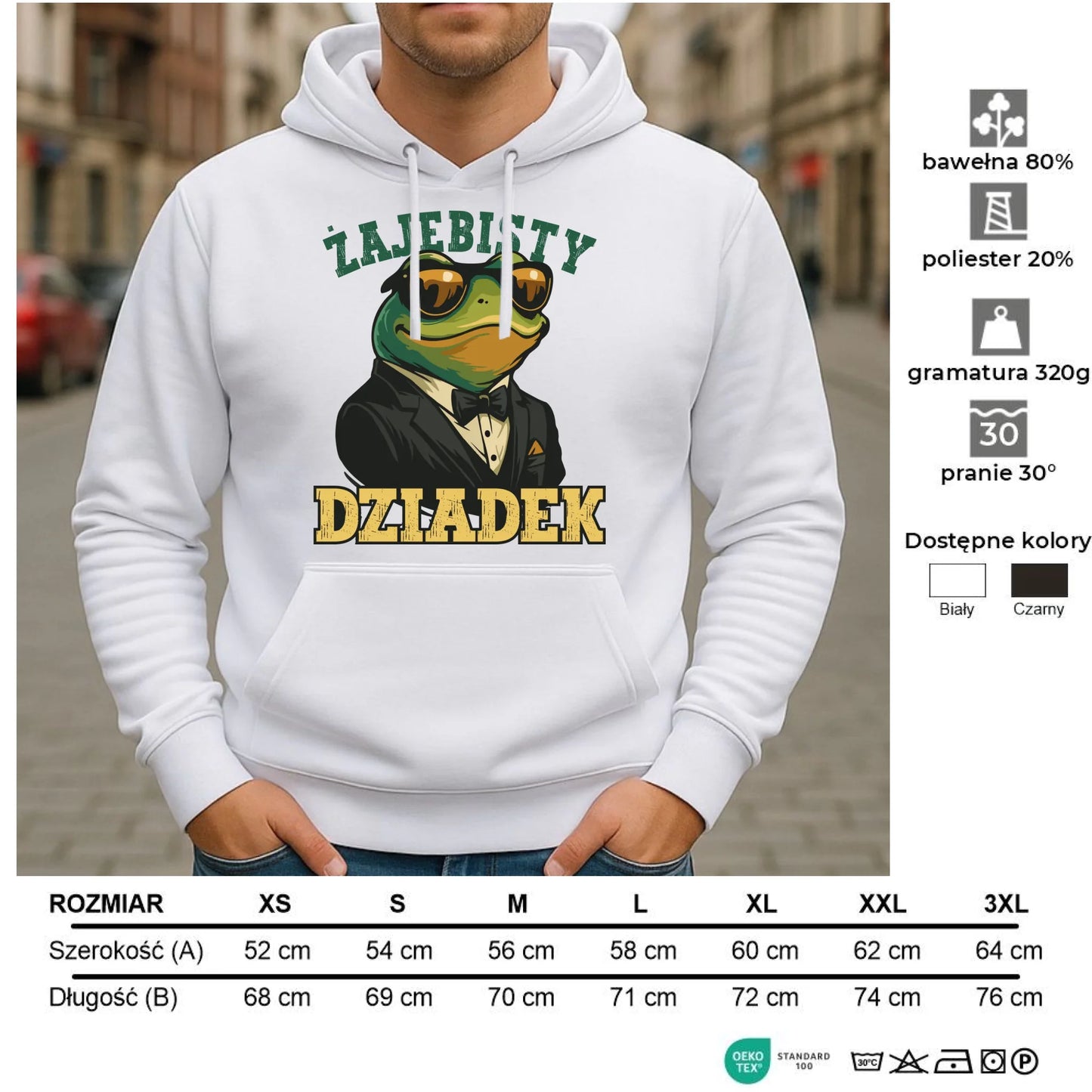 Bluza z kapturem dla dziadka - Żajebisty dziadek D42 - StoryCups.pl