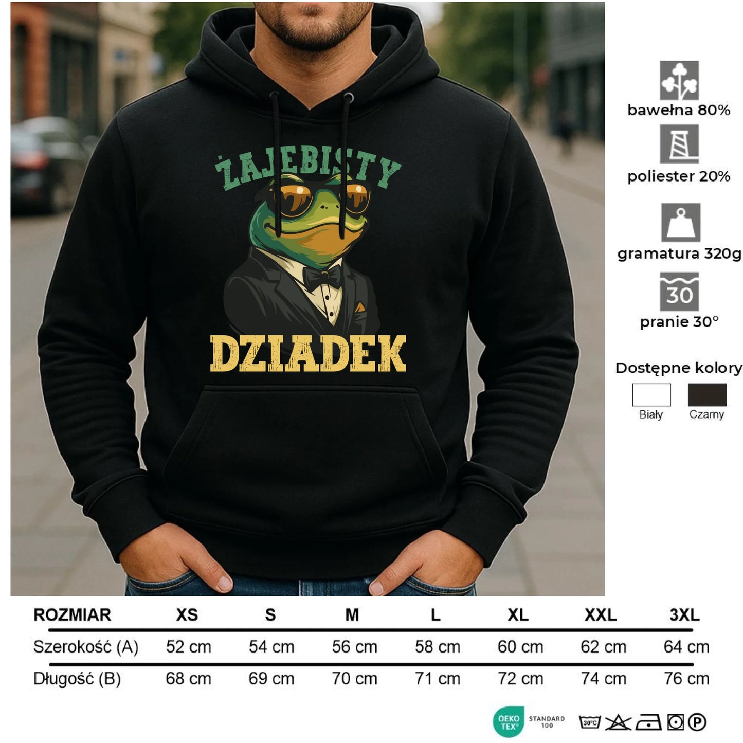 Bluza z kapturem dla dziadka - Żajebisty dziadek D42 - StoryCups.pl