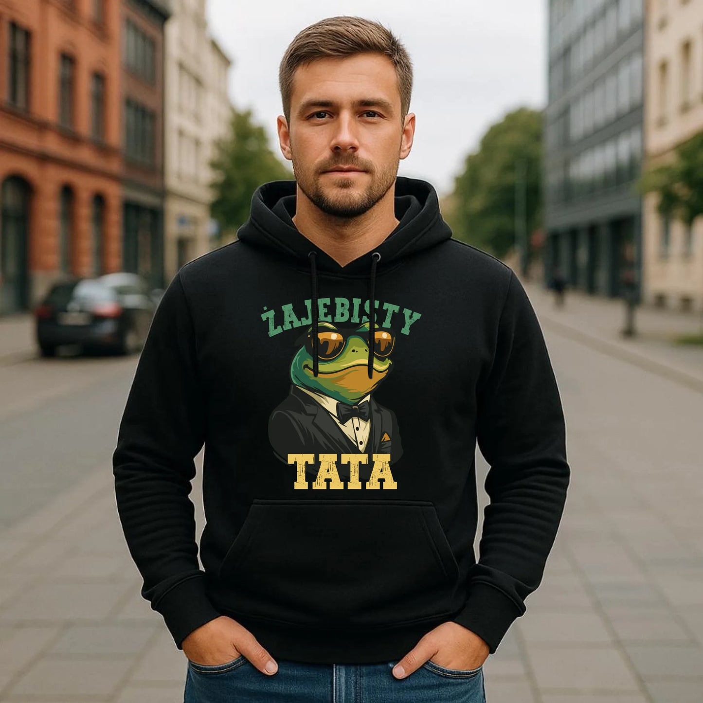 Bluza męska z kapturem dla taty - Żajebisty tata DT83 - StoryCups.pl