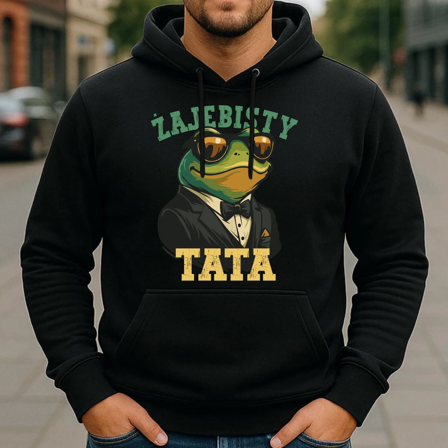 Bluza męska z kapturem dla taty - Żajebisty tata DT83 - StoryCups.pl