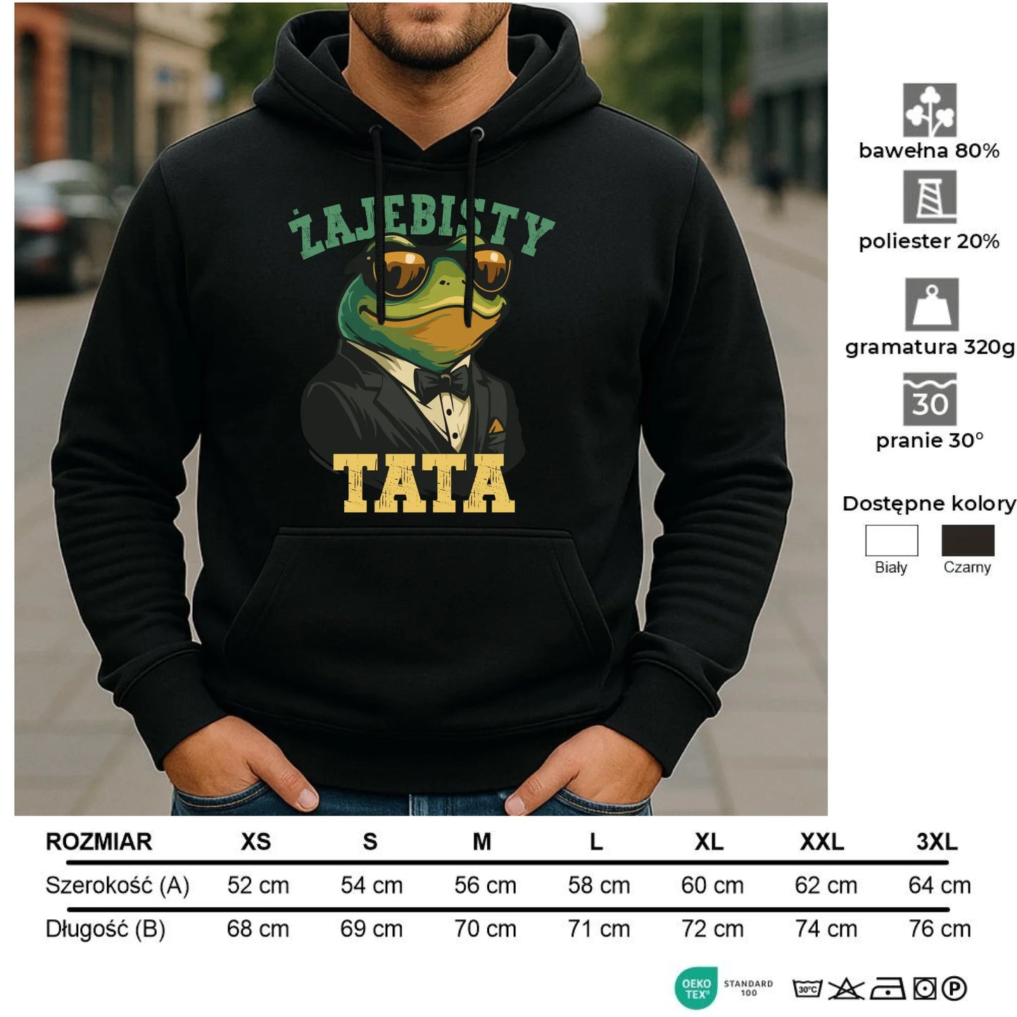 Bluza męska z kapturem dla taty - Żajebisty tata DT83 - StoryCups.pl