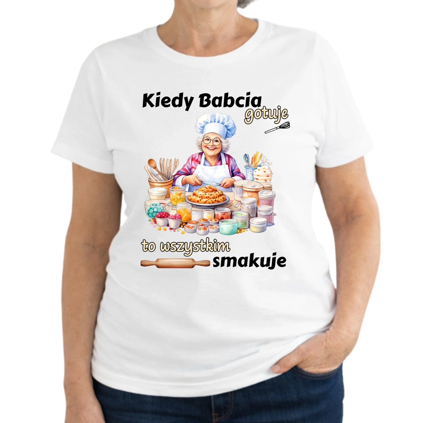 Koszulka dla babci - Kiedy babcia gotuje to wszystkim smakuje B34