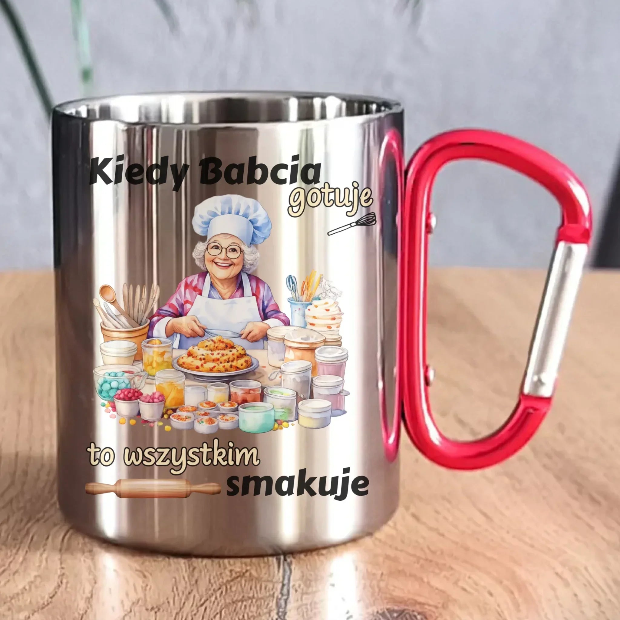 Kubek metalowy dla babci - Kiedy babcia gotuje to wszystkim smakuje B34 - StoryCups.pl